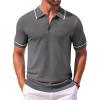 COOFANDY Men’s Knit Polo Shirts Casual Short Sleeve Button Down Shirts Crochet Classic Golf Polo Collared Shirts(Dark Grey)