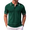 COOFANDY Men’s Knit Polo Shirts Casual Short Sleeve Button Down Shirts Crochet Classic Golf Polo Collared Shirts(Green)