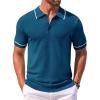 COOFANDY Men’s Knit Polo Shirts Casual Short Sleeve Button Down Shirts Crochet Classic Golf Polo Collared Shirts(Royal Blue)