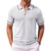 COOFANDY Men’s Knit Polo Shirts Casual Short Sleeve Button Down Shirts Crochet Classic Golf Polo Collared Shirts(White)
