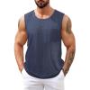 COOFANDY Men’s Knit Tank Tops Casual Sleeveless T Shirts Beach Tank Shirts with Pocket(Navy)