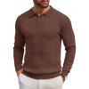COOFANDY Men’s Knitted Polo Neck Long Sleeve Winter Thermal Casual Sweater(Brown)