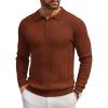 COOFANDY Men’s Knitted Polo Neck Long Sleeve Winter Thermal Casual Sweater(Caramel)