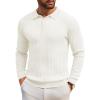 COOFANDY Men’s Knitted Polo Neck Long Sleeve Winter Thermal Casual Sweater(Ivory)
