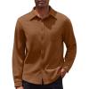 COOFANDY Mens Lightweight Button Down Shirt Jacket Casual Shacket Overshirt(Light Brown)
