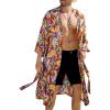 COOFANDY Men’s Lightweight Kimono Robe Japanese Bathrobes Open Front Long Cardigan Cloak with Belt(Red)