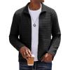 COOFANDY Men’s Lightweight Varsity Jacket Casual Bomber Jackets Waffle Zip Up Sweatshirts with Pocket(Black)