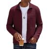 COOFANDY Men’s Lightweight Varsity Jacket Casual Bomber Jackets Waffle Zip Up Sweatshirts with Pocket(Dark Red)