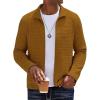 COOFANDY Men’s Lightweight Varsity Jacket Casual Bomber Jackets Waffle Zip Up Sweatshirts with Pocket(Light Brown)