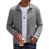 COOFANDY Men’s Lightweight Varsity Jacket Casual Bomber Jackets Waffle Zip Up Sweatshirts with Pocket(Light Grey)