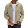 COOFANDY Men’s Lightweight Varsity Jacket Casual Bomber Jackets Waffle Zip Up Sweatshirts with Pocket(Light Khaki)