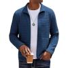 COOFANDY Men’s Lightweight Varsity Jacket Casual Bomber Jackets Waffle Zip Up Sweatshirts with Pocket(Navy)