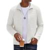 COOFANDY Men’s Lightweight Varsity Jacket Casual Bomber Jackets Waffle Zip Up Sweatshirts with Pocket(White)