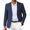 COOFANDY Mens Linen Casual Blazer Slim Fit Sport Coat Two Button Summer Suit Jacket Lightweight Business Sport Jacket(Navy Blue)