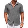 COOFANDY Men’s Linen Short Sleeve Button Down Shirts Casual Summer Beach Vacation Shirts(Granite Gray)