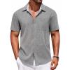 COOFANDY Men’s Linen Short Sleeve Button Down Shirts Casual Summer Beach Vacation Shirts(Harbor Mist)