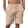 COOFANDY Men’s Linen Shorts Casual Summer Beach Shorts Elastic Waist Drawstring Vacation Shorts with Pockets(Dark Khaki)