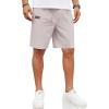 COOFANDY Men’s Linen Shorts Casual Summer Beach Shorts Elastic Waist Drawstring Vacation Shorts with Pockets(Light Grey)
