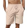 COOFANDY Men’s Linen Shorts Casual Summer Beach Shorts Elastic Waist Drawstring Vacation Shorts with Pockets(Light Khaki)