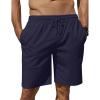 COOFANDY Men’s Linen Shorts Casual Summer Beach Shorts Elastic Waist Drawstring Vacation Shorts with Pockets(Navy Blue)
