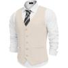 COOFANDY Men’s Linen Vest Casual Linen Slim Fit Suit Vests Dress Waistcoat Wedding Business Prom(Beige)