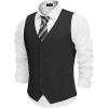 COOFANDY Men’s Linen Vest Casual Linen Slim Fit Suit Vests Dress Waistcoat Wedding Business Prom(Black)