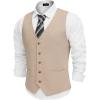 COOFANDY Men’s Linen Vest Casual Linen Slim Fit Suit Vests Dress Waistcoat Wedding Business Prom(Khaki)