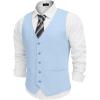 COOFANDY Men’s Linen Vest Casual Linen Slim Fit Suit Vests Dress Waistcoat Wedding Business Prom(Light Blue)
