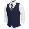 COOFANDY Men’s Linen Vest Casual Linen Slim Fit Suit Vests Dress Waistcoat Wedding Business Prom(Navy Blue)
