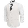 COOFANDY Men’s Linen Vest Casual Linen Slim Fit Suit Vests Dress Waistcoat Wedding Business Prom(White)