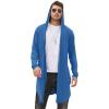 COOFANDY Men’s Long Hooded Cardigan Shawl Collar Lightweight Open Front Drape Cape Overcoat with Pockets(Dark Navy)