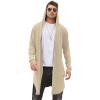 COOFANDY Men’s Long Hooded Cardigan Shawl Collar Lightweight Open Front Drape Cape Overcoat with Pockets(Khaki)