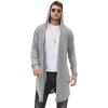 COOFANDY Men’s Long Hooded Cardigan Shawl Collar Lightweight Open Front Drape Cape Overcoat with Pockets(Light Grey)