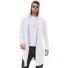 COOFANDY Men’s Long Hooded Cardigan Shawl Collar Lightweight Open Front Drape Cape Overcoat with Pockets(White)