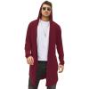 COOFANDY Men’s Long Hooded Cardigan Shawl Collar Lightweight Open Front Drape Cape Overcoat with Pockets(Wine Red)
