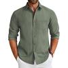 COOFANDY Men’s Long Sleeve Button Down Shirt Casual Lightweight Shacket Spring Fall Shirt Jacket Overshirt with Pockets(Army Green)