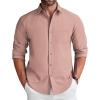 COOFANDY Men’s Long Sleeve Button Down Shirt Casual Lightweight Shacket Spring Fall Shirt Jacket Overshirt with Pockets(Dusty Pink)