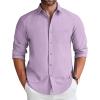 COOFANDY Men’s Long Sleeve Button Down Shirt Casual Lightweight Shacket Spring Fall Shirt Jacket Overshirt with Pockets(Light Purple)