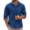 COOFANDY Mens Long Sleeve Button Down Shirts Casual Untucked Shirts Stretch Shirts(Dark Blue)