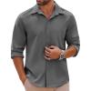 COOFANDY Mens Long Sleeve Button Down Shirts Casual Untucked Shirts Stretch Shirts(Grey)
