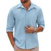COOFANDY Mens Long Sleeve Button Down Shirts Casual Untucked Shirts Stretch Shirts(Light Blue)