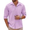COOFANDY Mens Long Sleeve Button Down Shirts Casual Untucked Shirts Stretch Shirts(Light Purple)