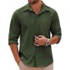 COOFANDY Mens Long Sleeve Button Down Shirts Casual Untucked Shirts Stretch Shirts(Olive Green)