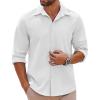 COOFANDY Mens Long Sleeve Button Down Shirts Casual Untucked Shirts Stretch Shirts(White)