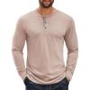 COOFANDY Men’s Long Sleeve Henley Shirts Cotton T-Shirts Casual Pullover Shirt Soft Stretch Basic Tees Fall Tops(Beige)