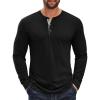 COOFANDY Men’s Long Sleeve Henley Shirts Cotton T-Shirts Casual Pullover Shirt Soft Stretch Basic Tees Fall Tops(Black 01 – Grey Collar)