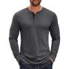 COOFANDY Men’s Long Sleeve Henley Shirts Cotton T-Shirts Casual Pullover Shirt Soft Stretch Basic Tees Fall Tops(Dark Grey)