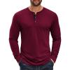 COOFANDY Men’s Long Sleeve Henley Shirts Cotton T-Shirts Casual Pullover Shirt Soft Stretch Basic Tees Fall Tops(Dark Red)