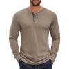 COOFANDY Men’s Long Sleeve Henley Shirts Cotton T-Shirts Casual Pullover Shirt Soft Stretch Basic Tees Fall Tops(Khaki)