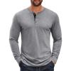 COOFANDY Men’s Long Sleeve Henley Shirts Cotton T-Shirts Casual Pullover Shirt Soft Stretch Basic Tees Fall Tops(Light Grey)